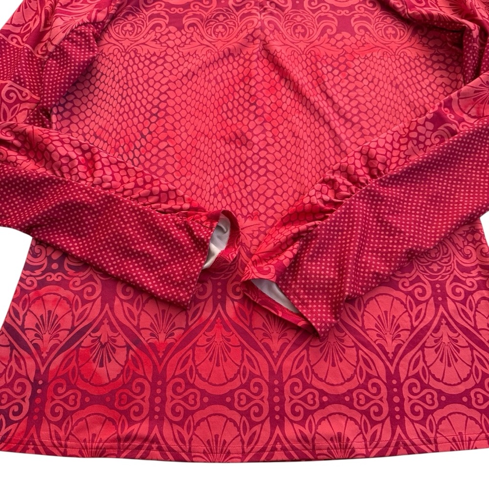 Prana Tatiana Womens XL Pink Floral 1/4 Zip Pullover Jogging Running Yoga Wear - Picture 8 of 9